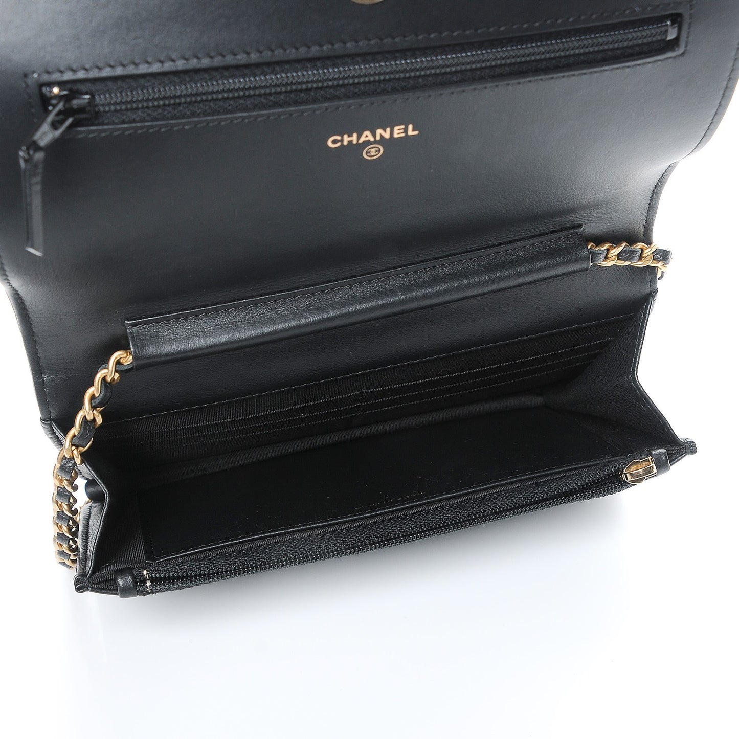 Caviar Quilted Boy Wallet On Chain WOC Black