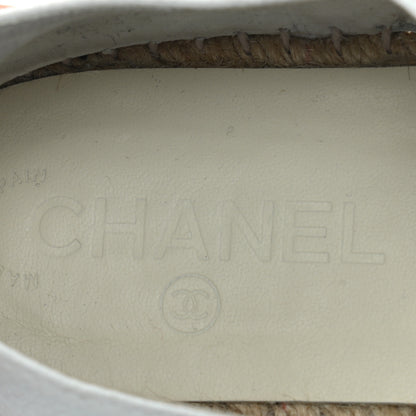 Chanel Grained Calfskin CC Espadrilles 41 White Black 7 of 8