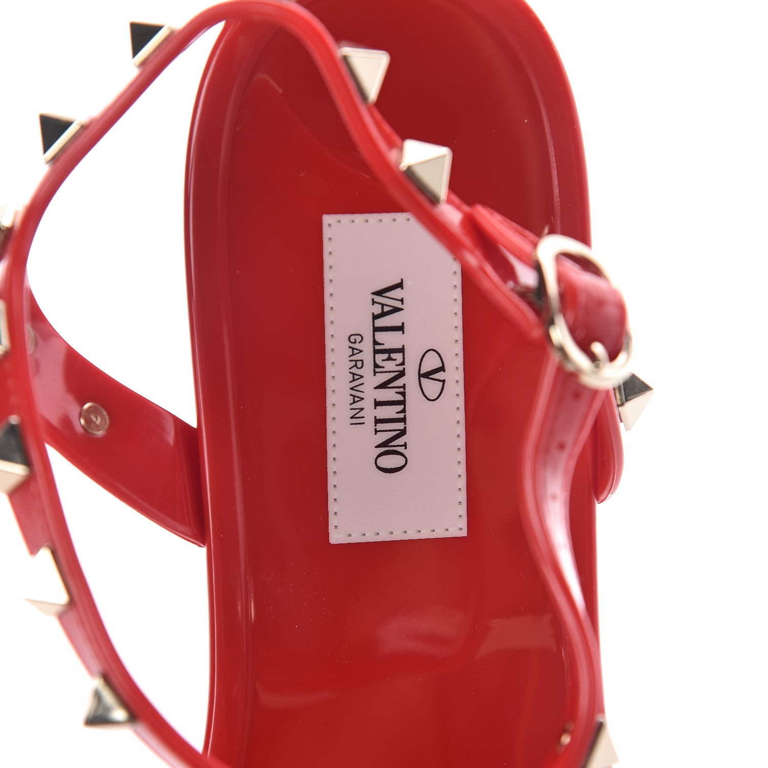Valentino Garavani PVC Jelly Rockstud Caged Sandals 40 Rouge Pur 5 of 8