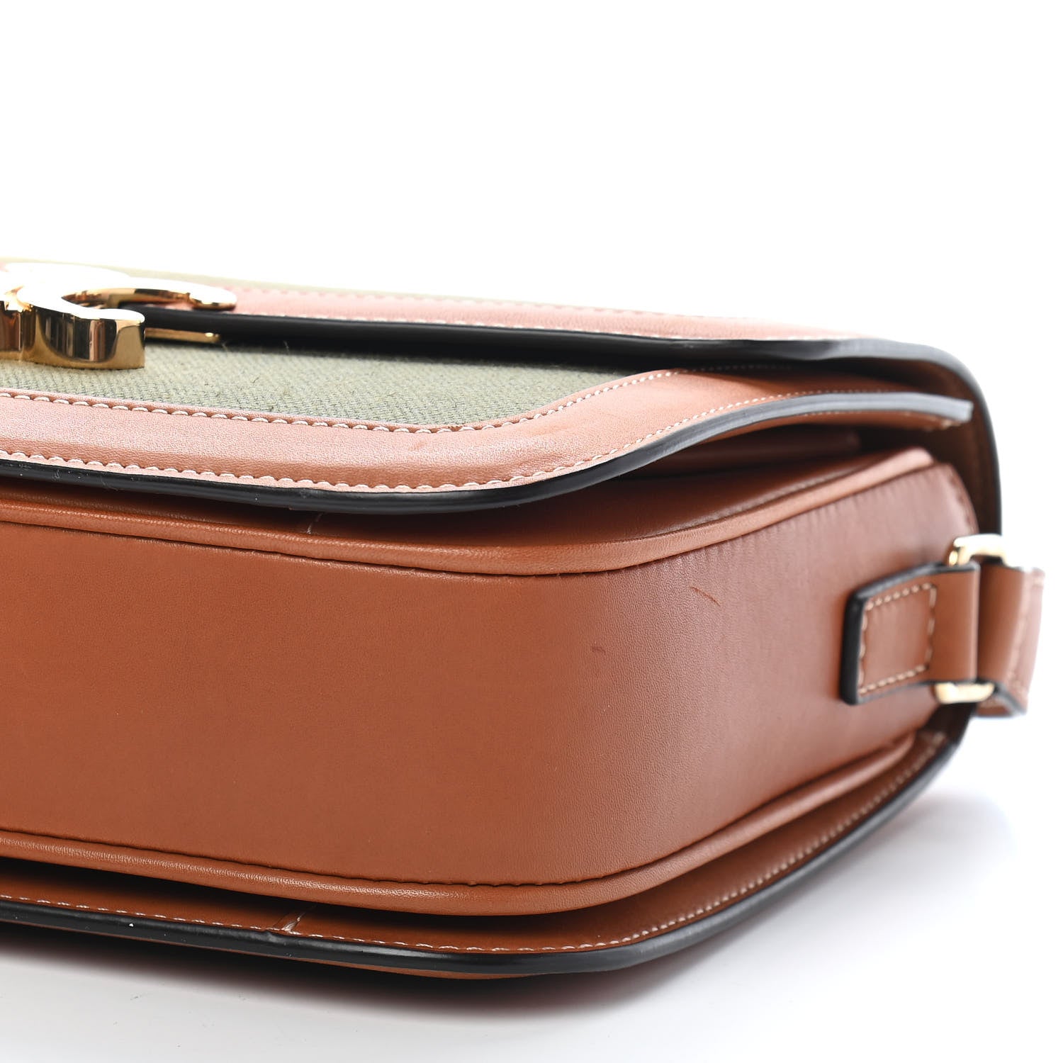 Celine Textile Natural Calfskin Classique Triomphe Khaki Tan 6 of 10