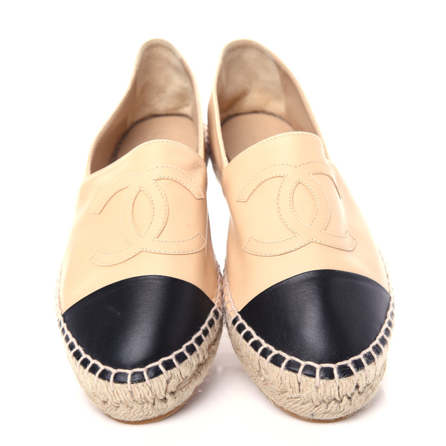 Chanel Lambskin CC Espadrilles 39 Beige Black 5 of 11