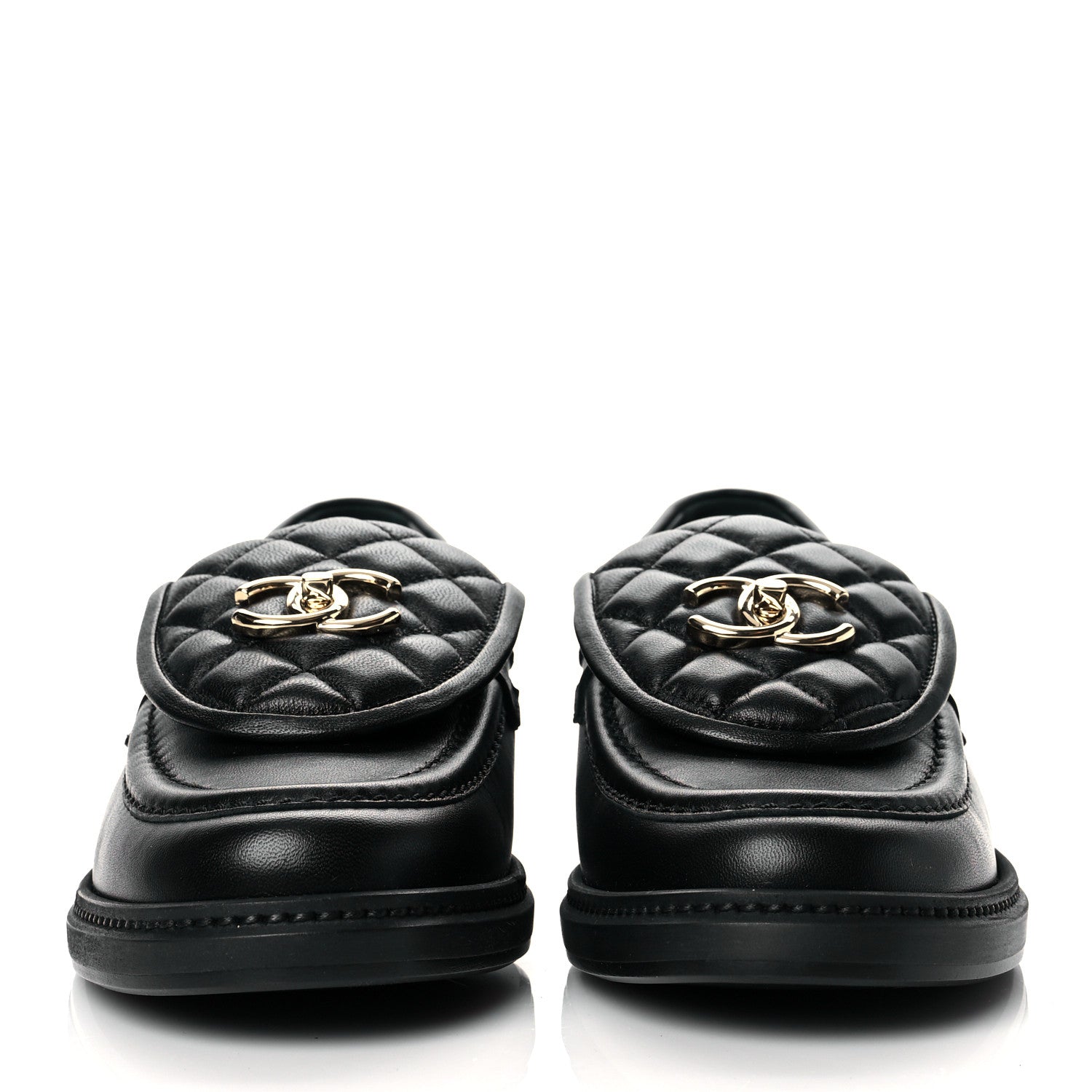 Chanel Lambskin Quilted CC Turnlock Loafers 39 Black 2 of 10