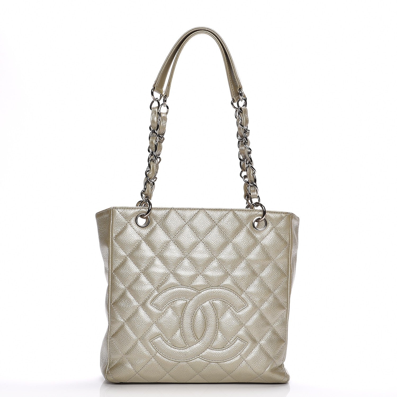 Chanel Caviar Quilted Petit Shopping Tote PST Pearl 1 of 12