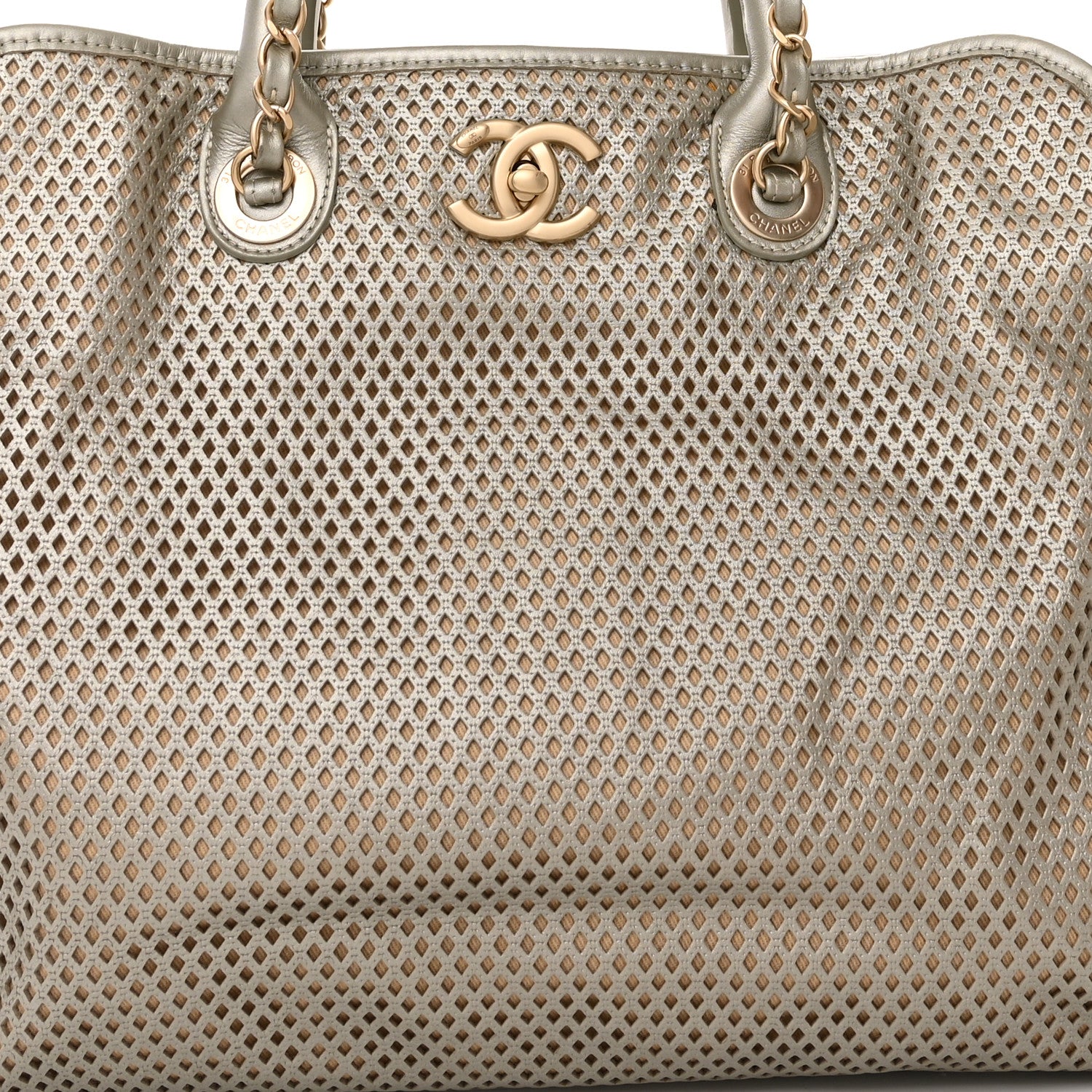 Chanel Metallic Calfskin Perforated Up In The Air Tote Light Gold 9 of 12