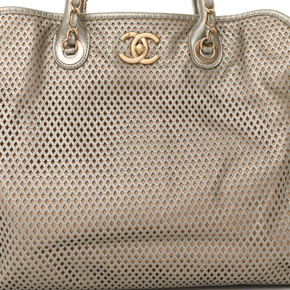 Chanel Metallic Calfskin Perforated Up In The Air Tote Light Gold 9 of 12
