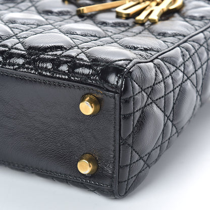 Christian Dior Crinkled Patent Cannage Small Lucky Badges My Lady Dior Black 8 of 13