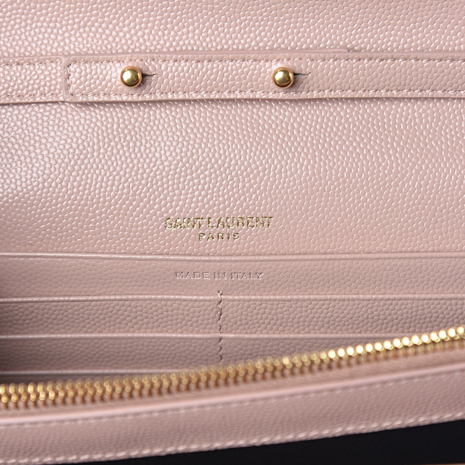 Saint Laurent Grain De Poudre Matelasse Chevron Monogram Chain Wallet Pale Blush 6 of 8
