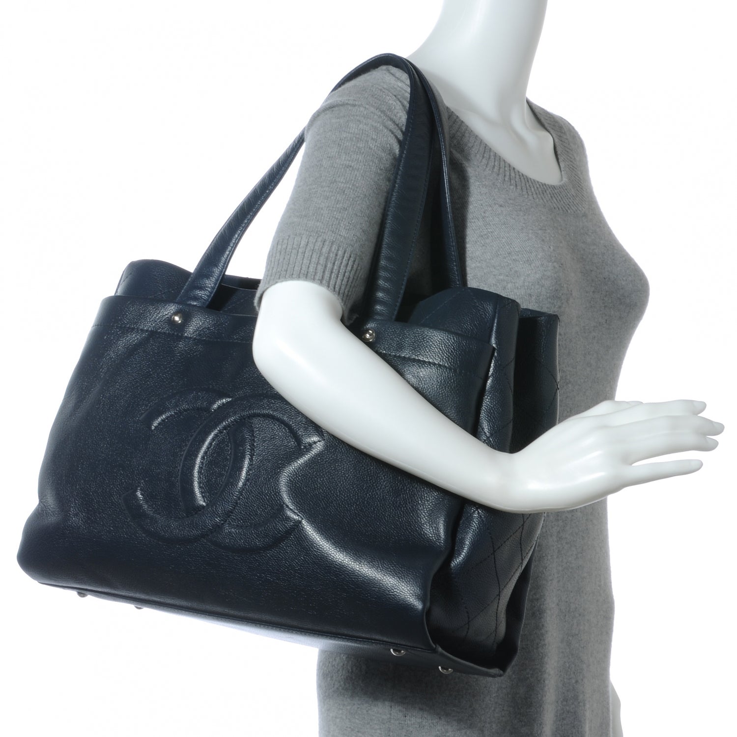 Chanel Caviar Executive Shopper Tote Navy 2 of 14