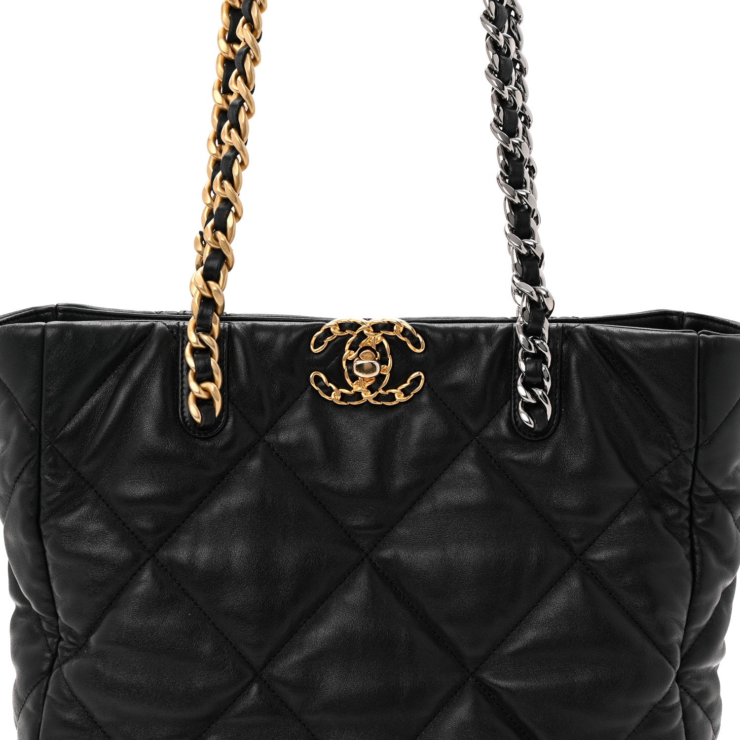 Chanel Lambskin Quilted Chanel 19 Shopping Bag Black 8 of 10
