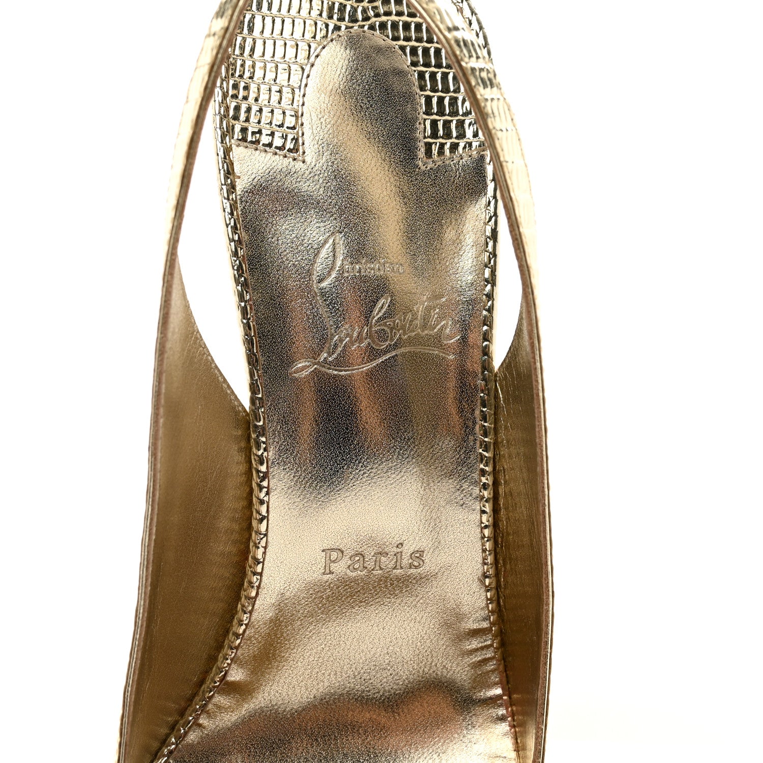 Christian Louboutin Metallic Calfskin Snakeskin Effect Kate Lace-Up 85 Pumps 40 Gold 7 of 7