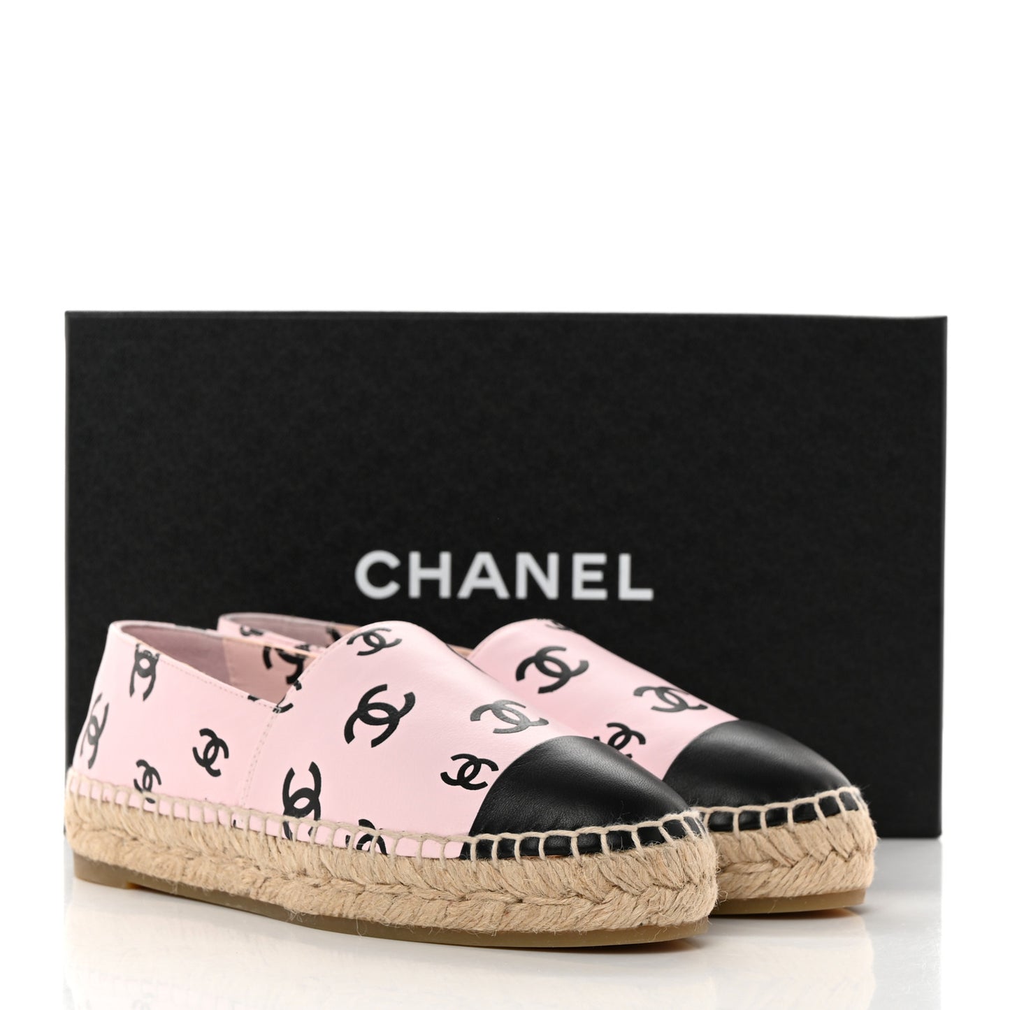 Lambskin Printed Coco Beach Espadrilles 36 Light Pink Black