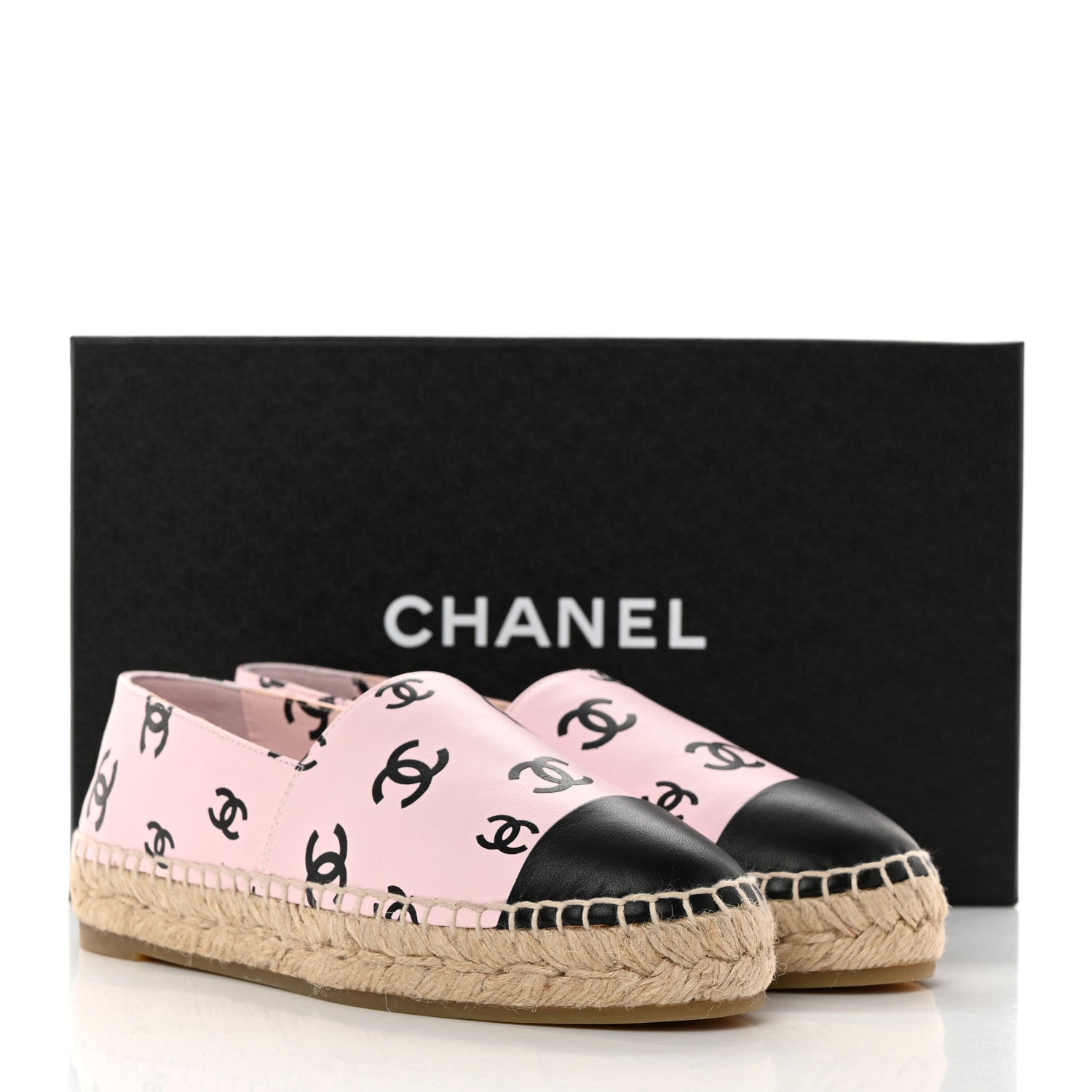 Chanel Lambskin Printed Coco Beach Espadrilles 36 Light Pink Black 10 of 10