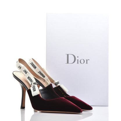 Christian Dior Velvet Ribbon J'Adior Slingback 100mm Pumps 40 Deep Amaranth 9 of 9