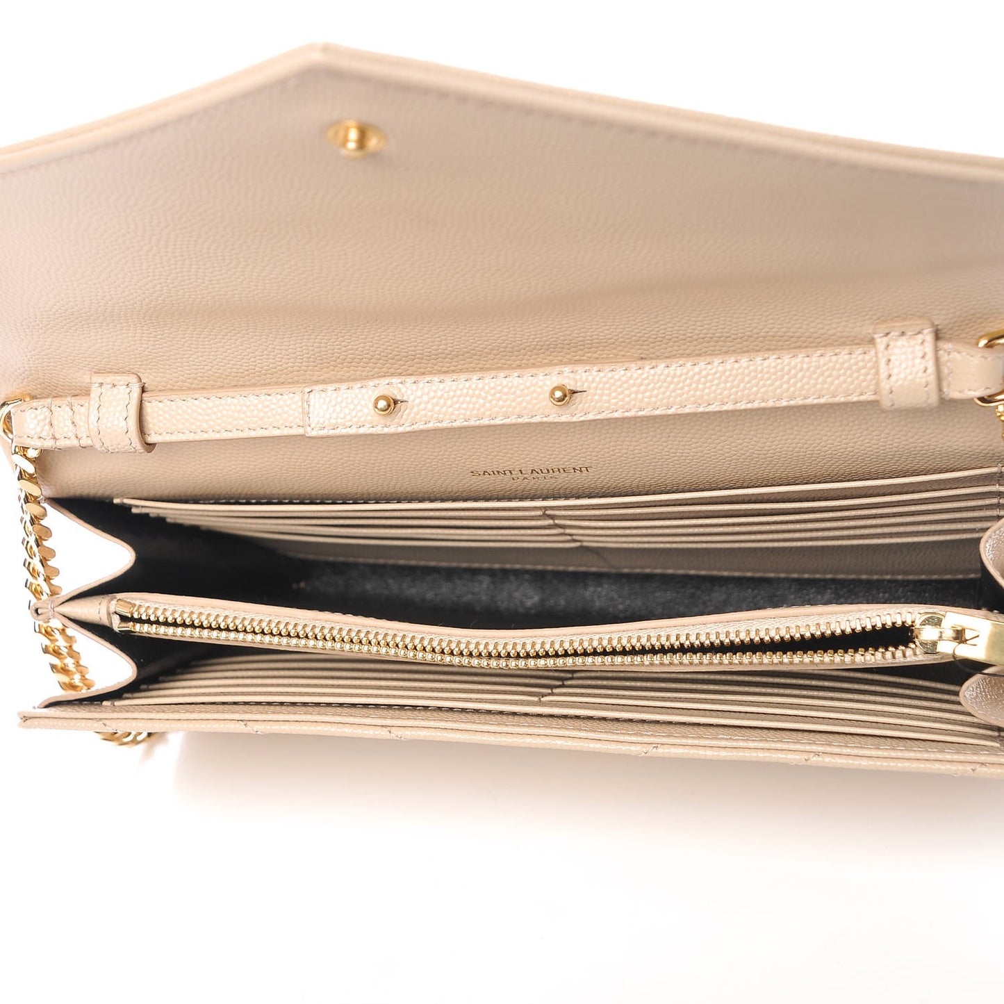 Grain De Poudre Matelasse Chevron Monogram Chain Wallet Nude Powder