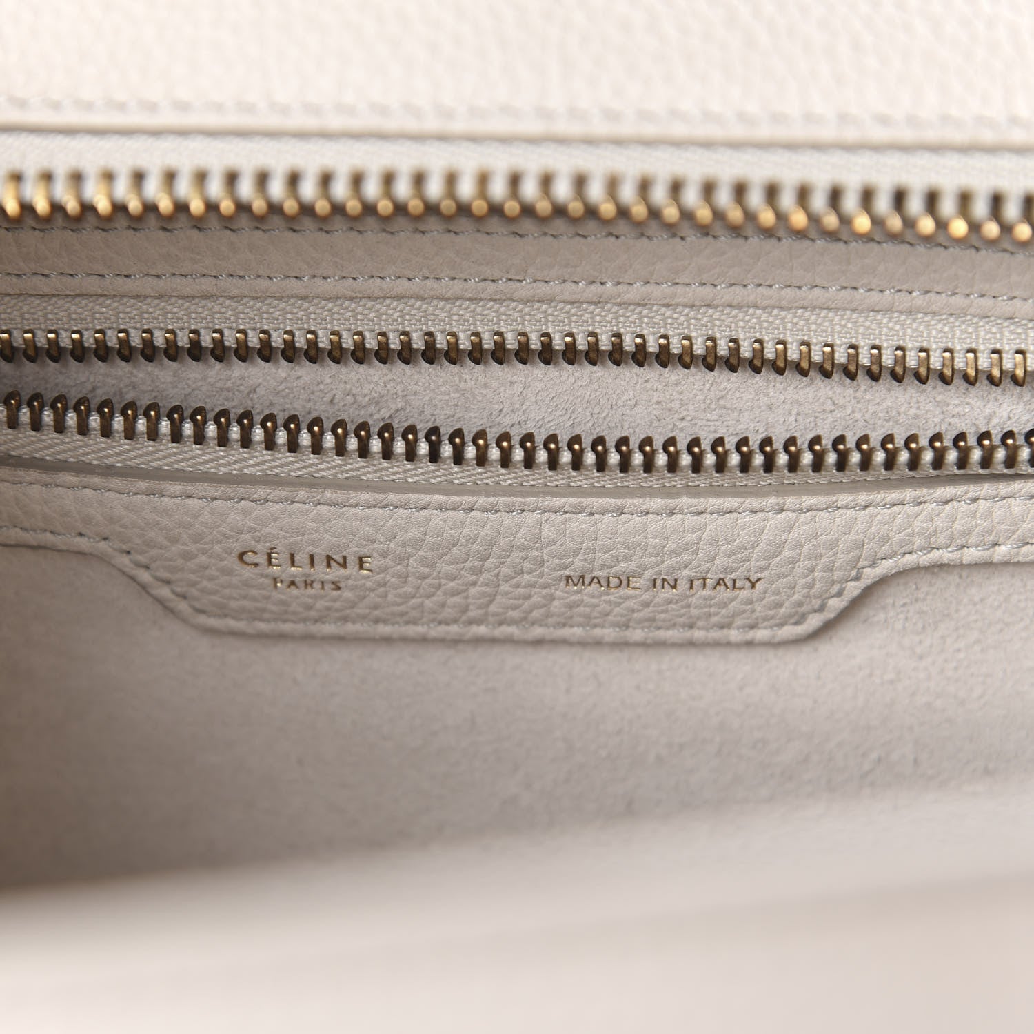 Celine Drummed Calfskin Micro Luggage Chalk 6 of 9