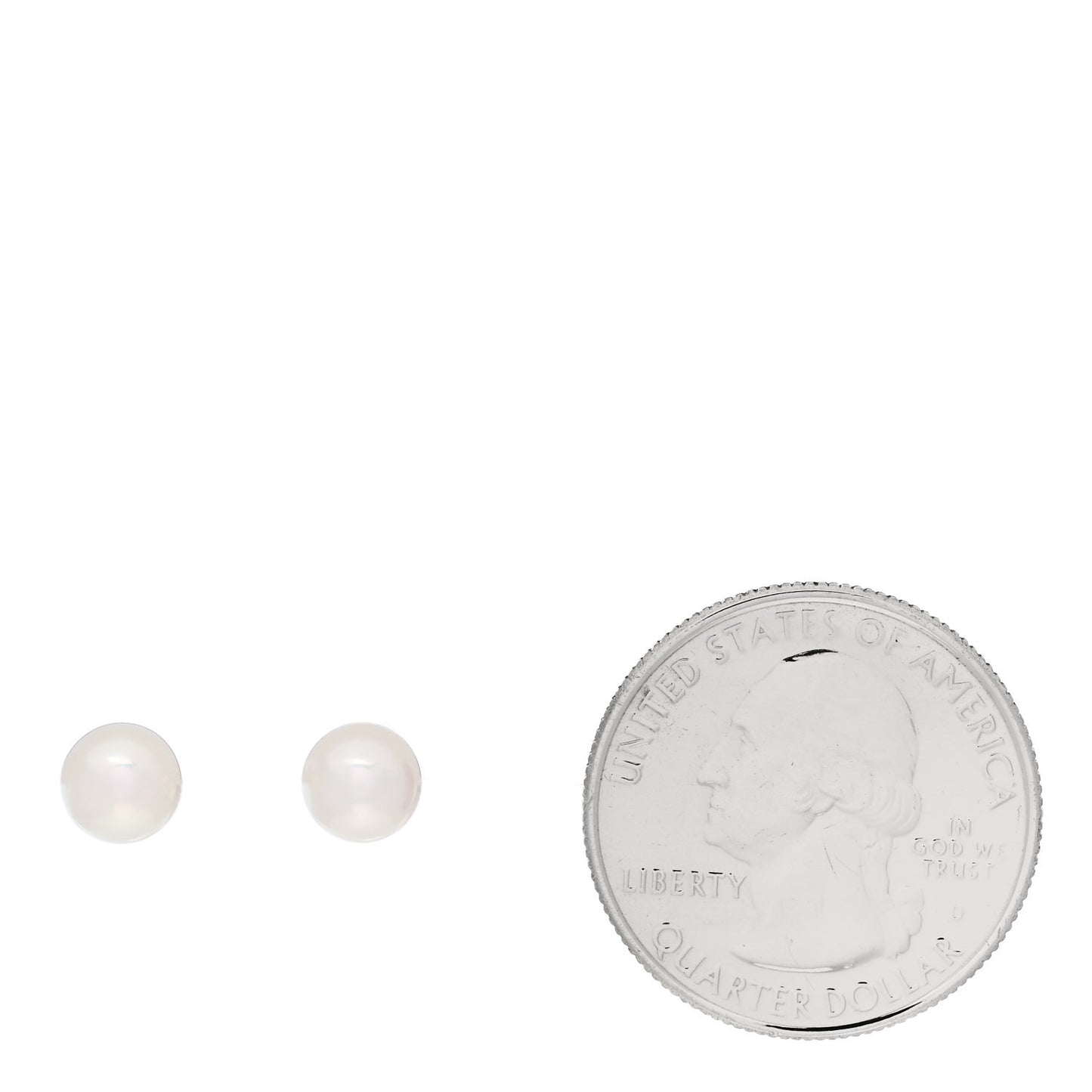 18K White Gold Akoya Cultured Pearl 6-6.5mm Stud Earrings