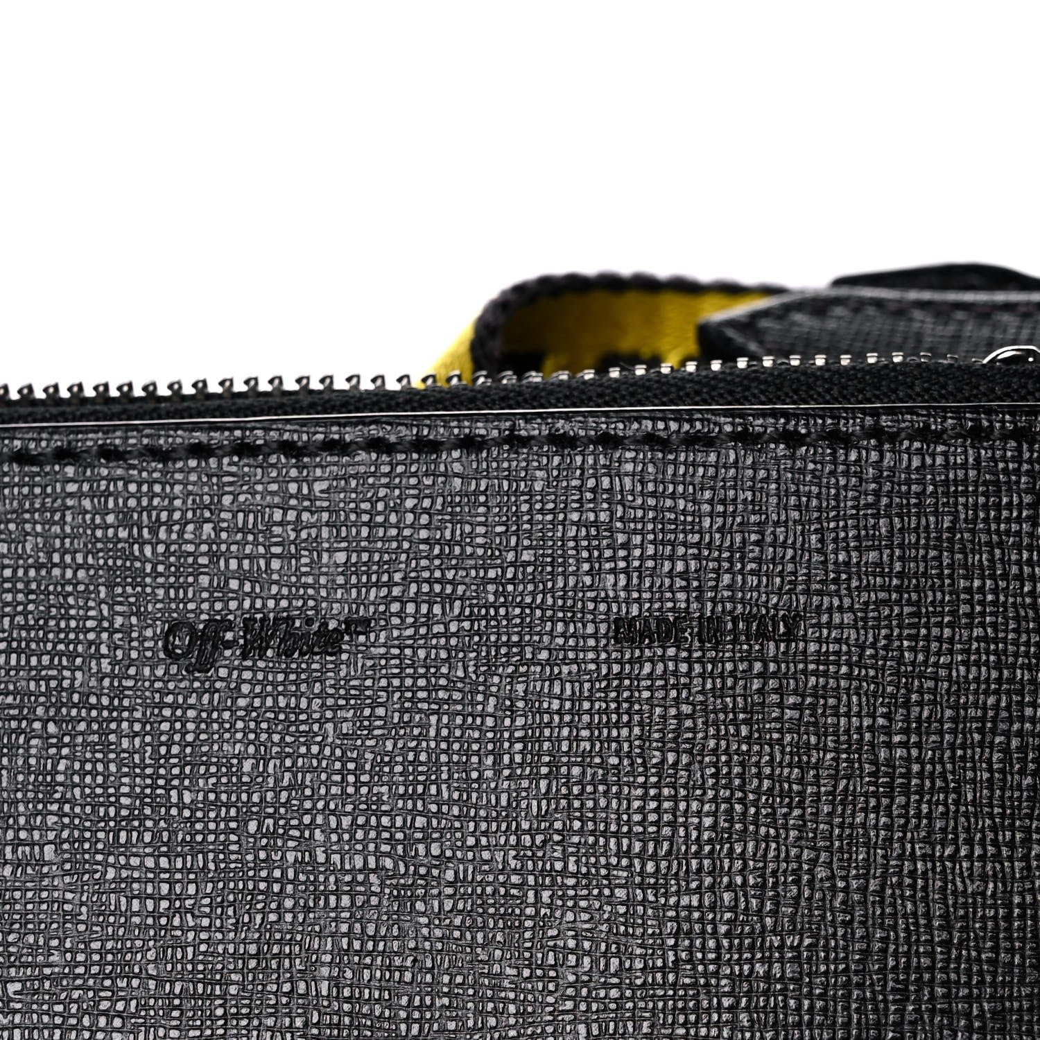 Off-White Saffiano Striped Mini Diag Binder Clip Bag Black White Yellow 7 of 13