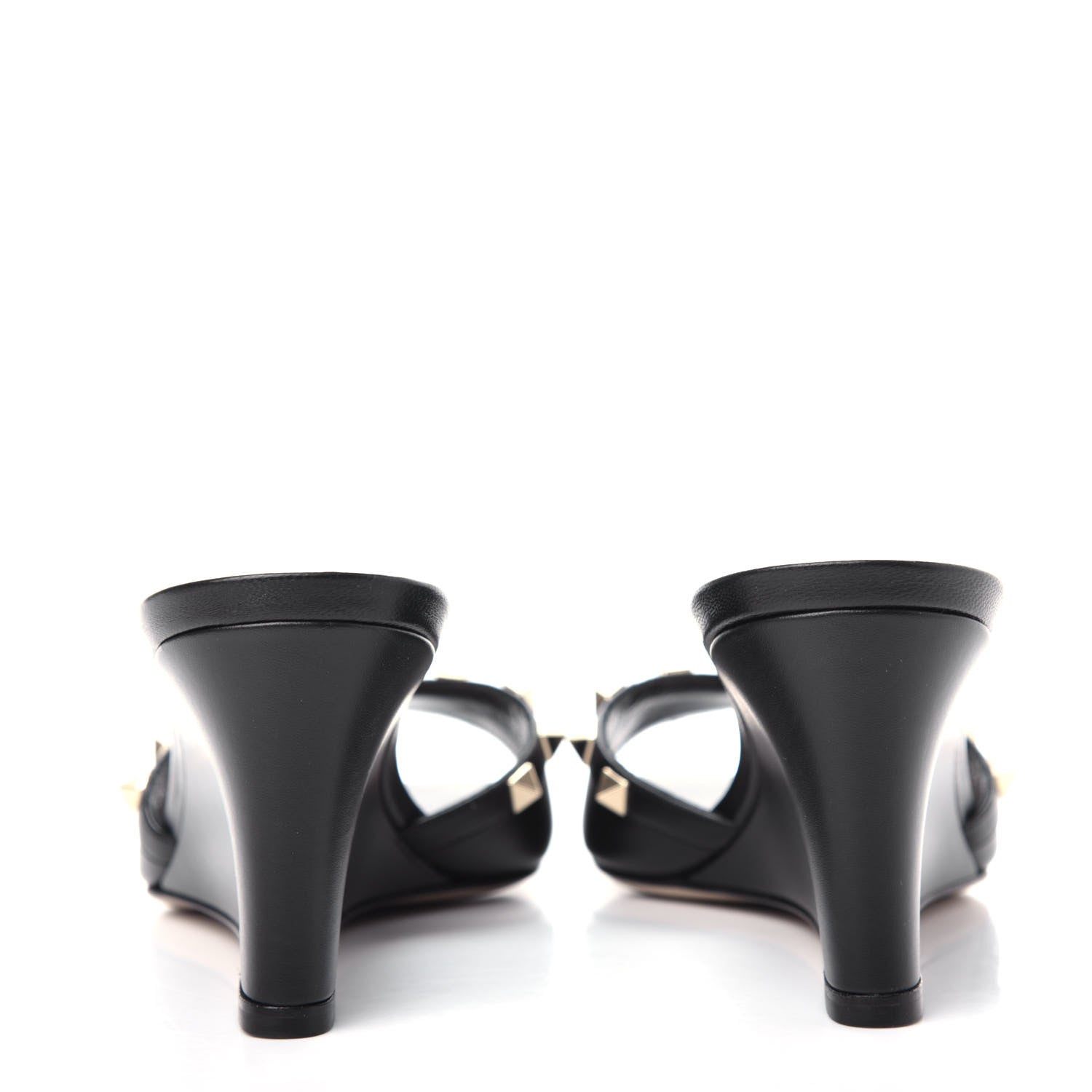 Valentino Garavani Calfskin Nappa Rockstud Wedge Sandals 39 Black 7 of 11