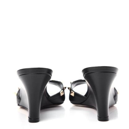 Valentino Garavani Calfskin Nappa Rockstud Wedge Sandals 39 Black 7 of 11