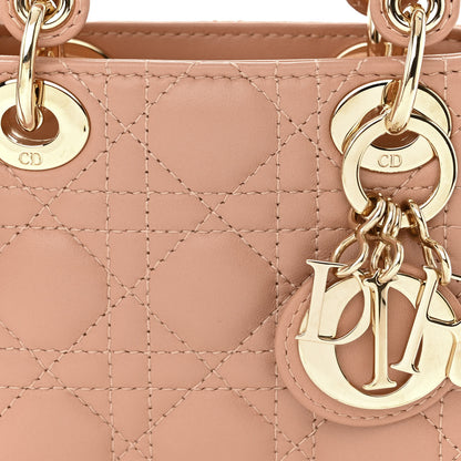 Christian Dior Lambskin Cannage Micro Lady Dior Rose Des Vents 8 of 10