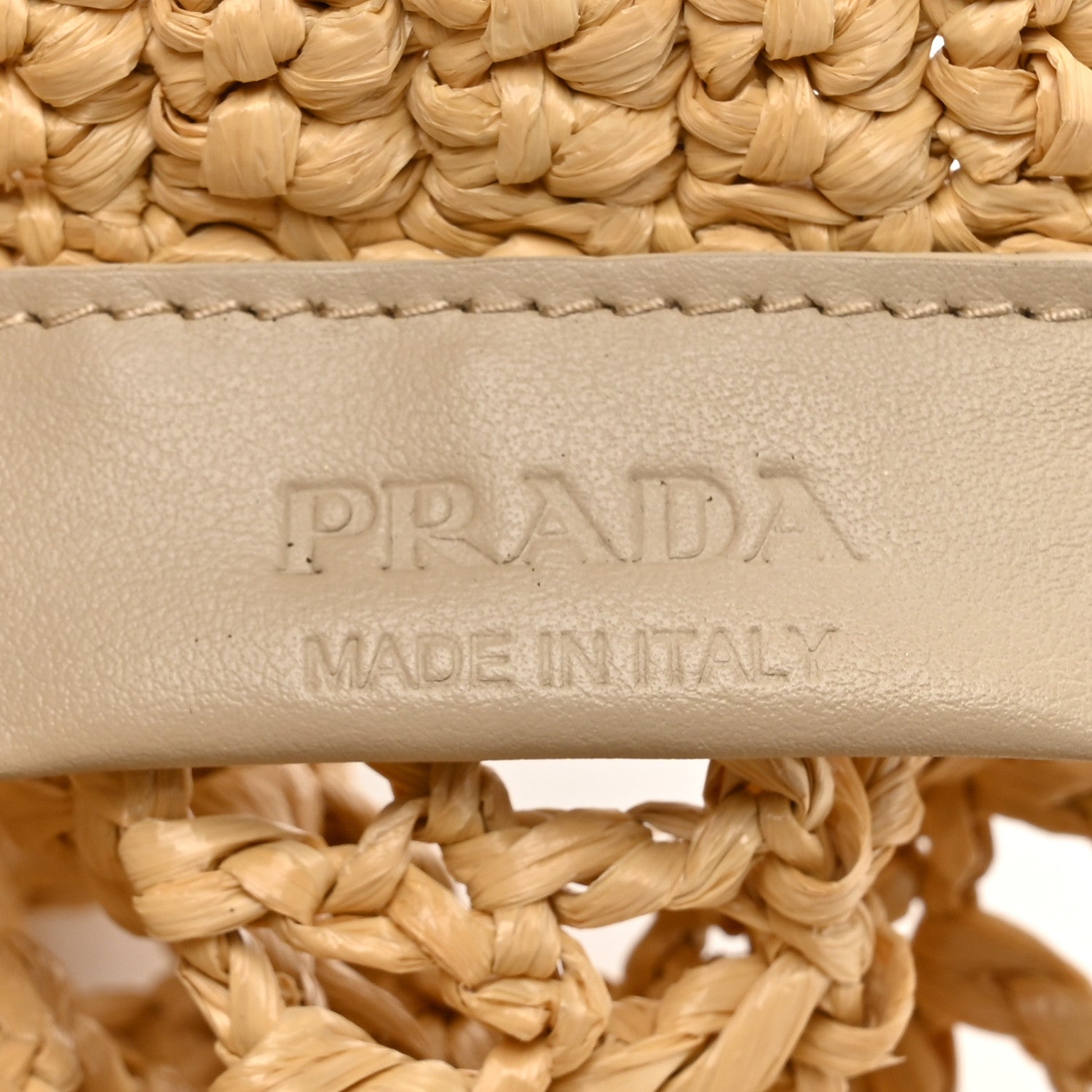 Prada Yarn Raffia Effect Crochet Logo Embroidered Tote Bag Naturale 6 of 9