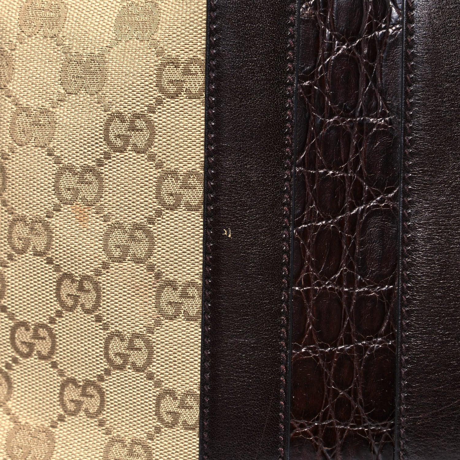 Gucci Monogram Crocodile Web Medium Secret Hobo Dark Brown 8 of 17