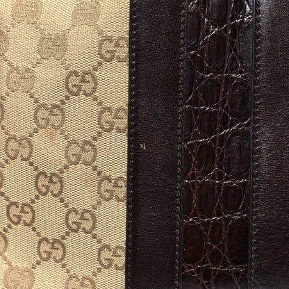 Gucci Monogram Crocodile Web Medium Secret Hobo Dark Brown 8 of 17