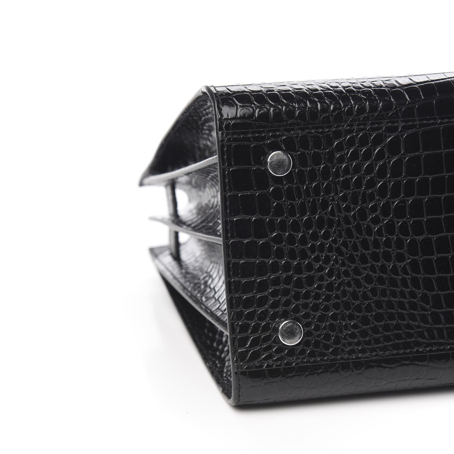 Saint Laurent Calfskin Crocodile Embossed Small Sac de Jour Black 6 of 8