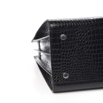 Saint Laurent Calfskin Crocodile Embossed Small Sac de Jour Black 6 of 8