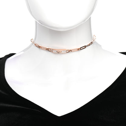 Hermes 18K Rose Gold Diamond Pave Kelly Chaine Choker Necklace 2 of 6
