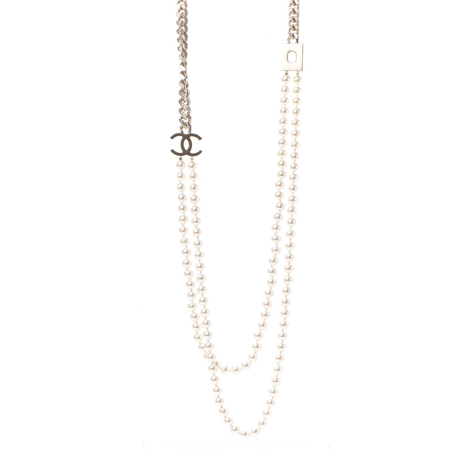 Chanel Pearl Chain CC Long Necklace Gold 1 of 6
