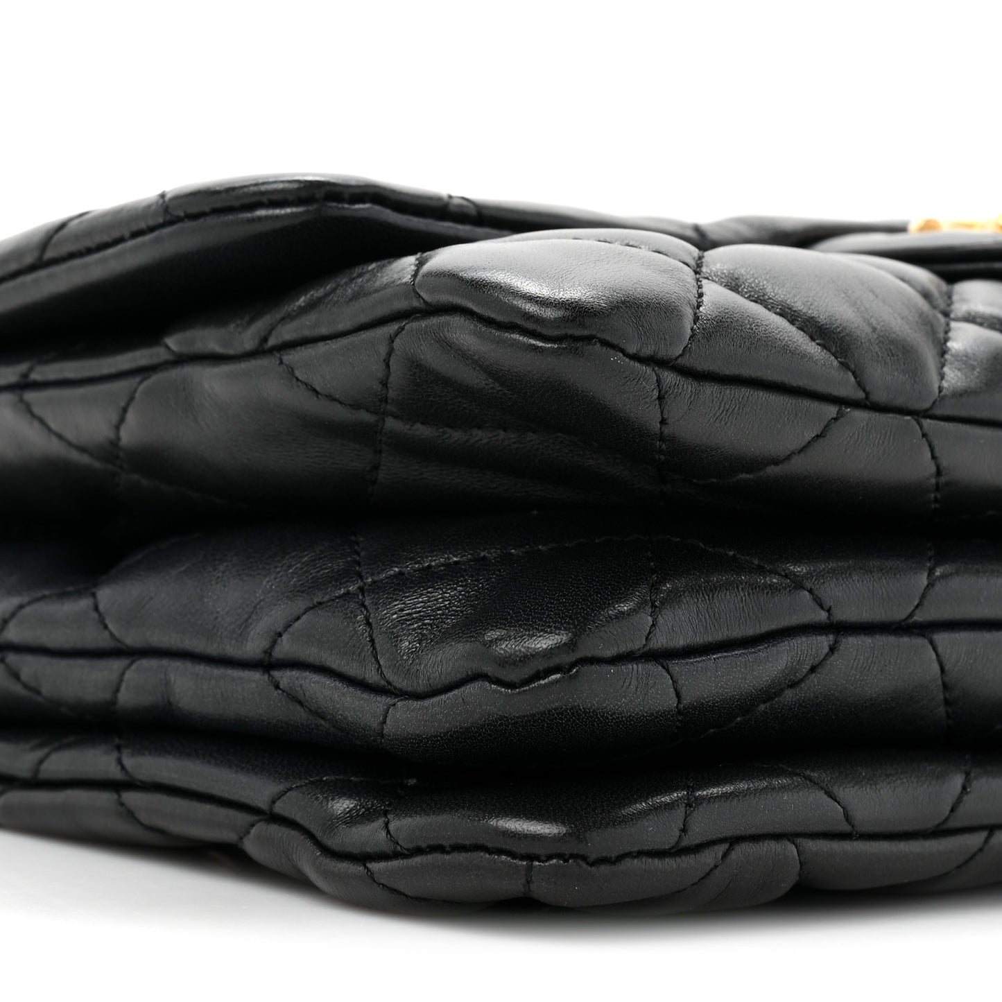 Lambskin Quilted Small Pillow Crush Flap Black