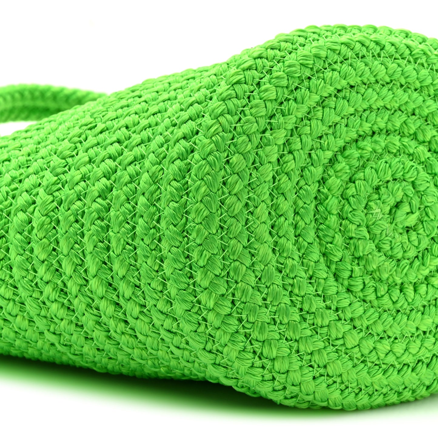 Nylon Lambskin Woven Small Ibiza Basket With Strap Green