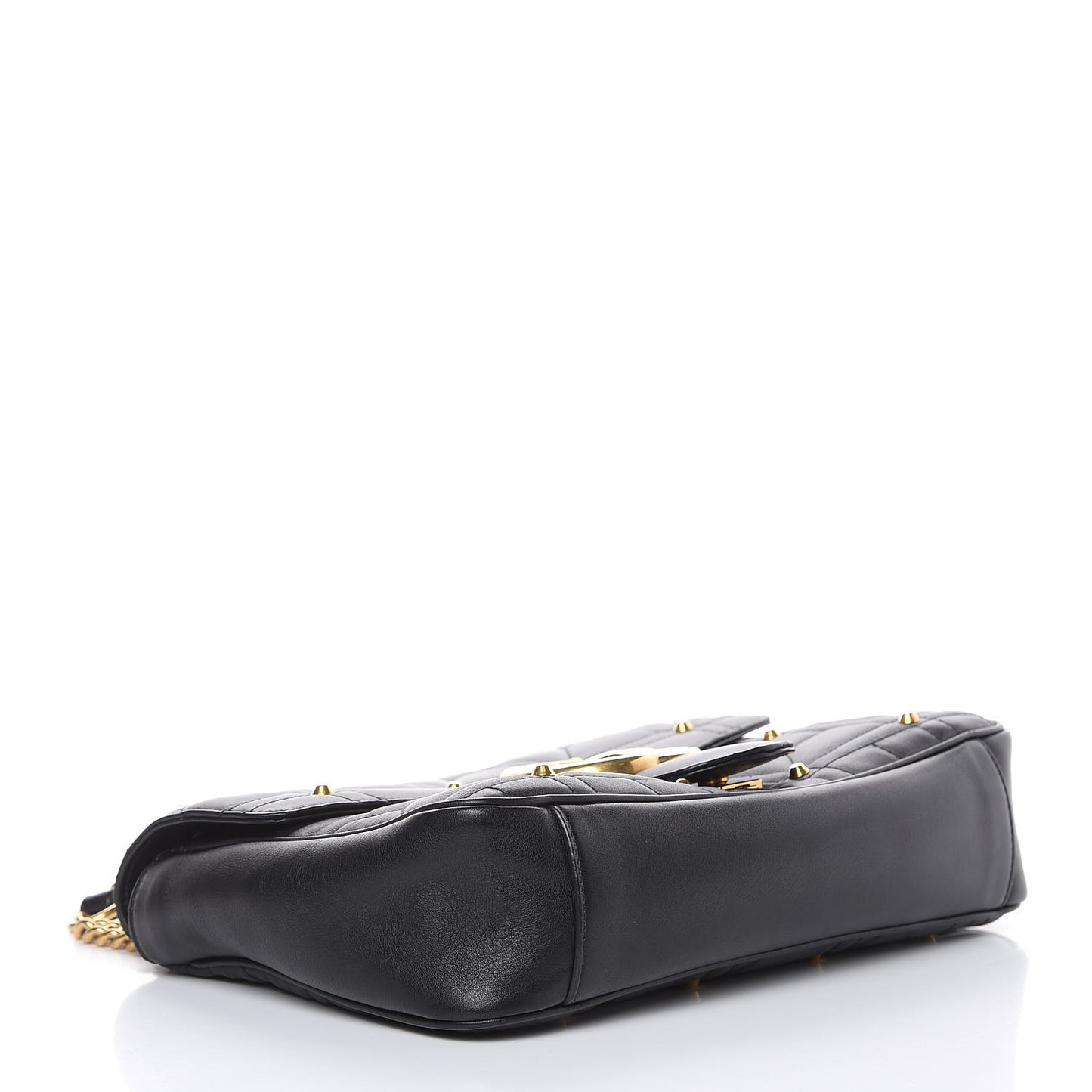 Calfskin Matelasse Studded Medium GG Marmont Shoulder Bag Black