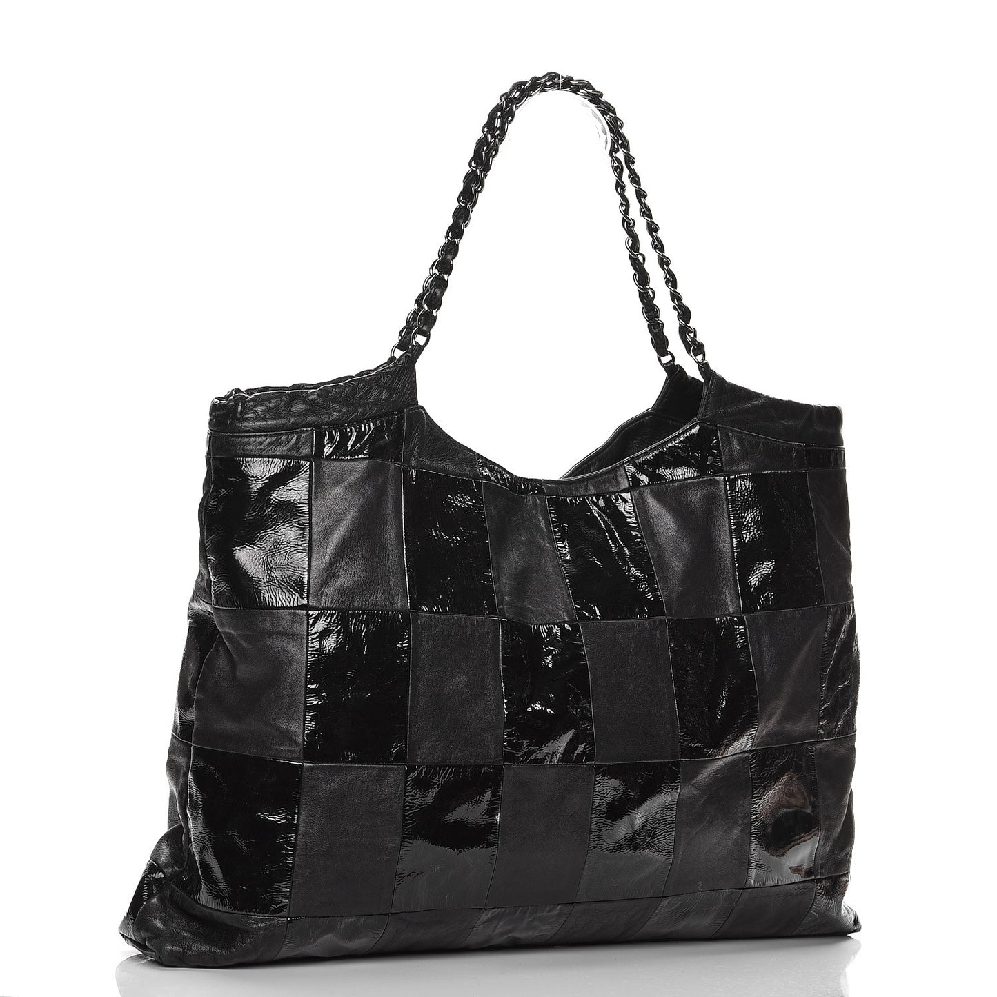 Patent Patchwork Large Brooklyn Tote Black