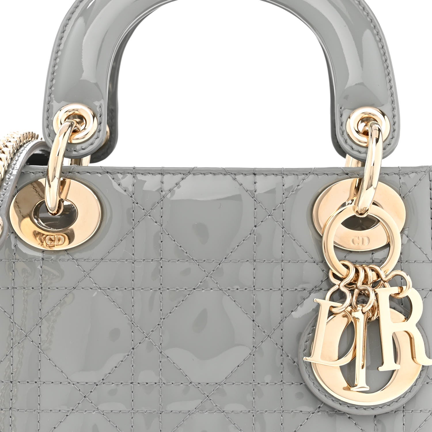 Christian Dior Patent Cannage Mini Lady Dior Grey Stone 6 of 10