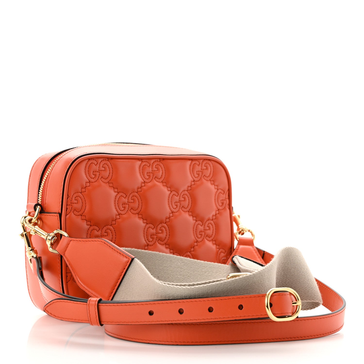 Gucci Calfskin GG Matelasse Shoulder Bag Spring Orange Natural 3 of 10