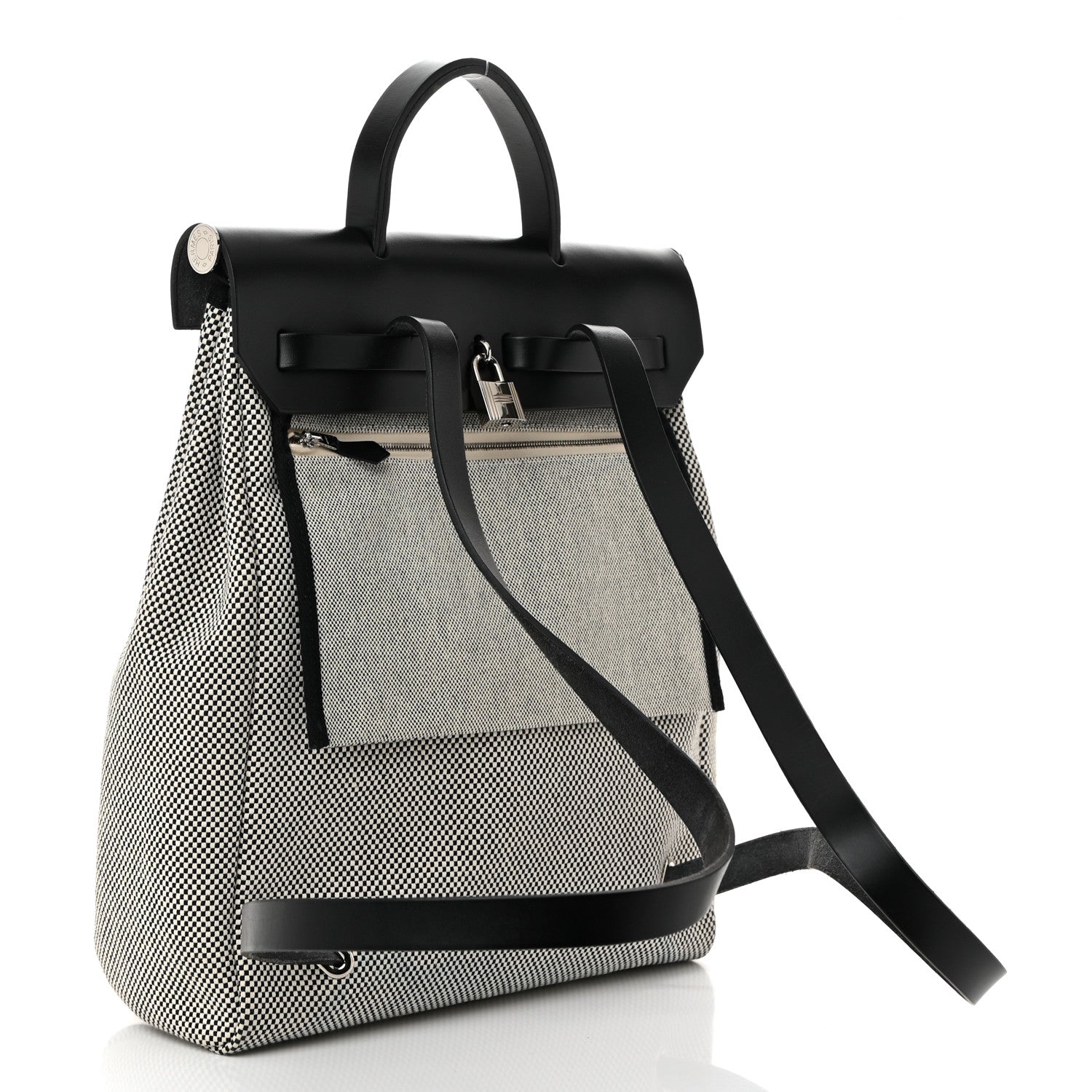 Hermes Criss Viking Vache Hunter Herbag a Dos Zip Retourne Backpack Ecru Black 4 of 13