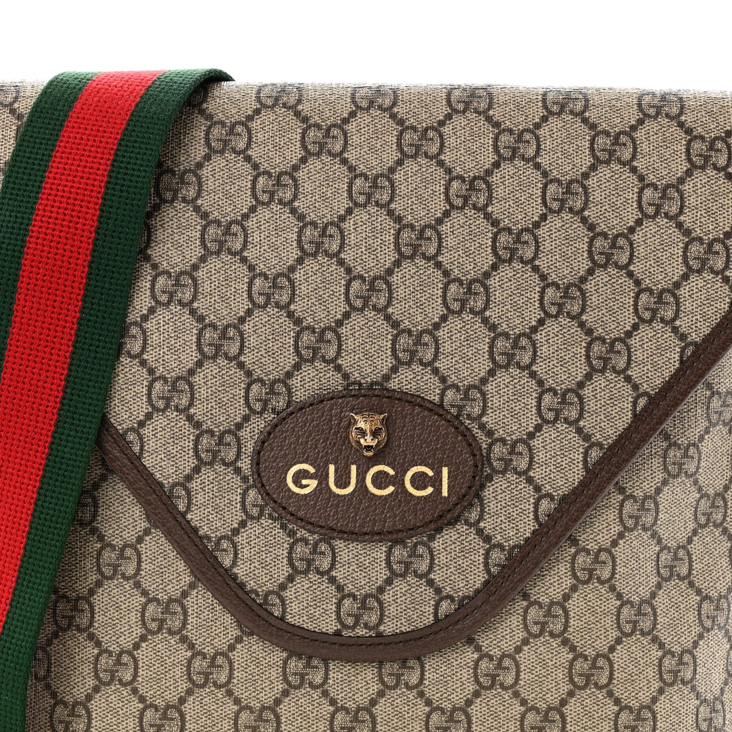 GG Supreme Monogram Web Medium Neo Vintage Flap Messenger Bag Beige New Acero Acero