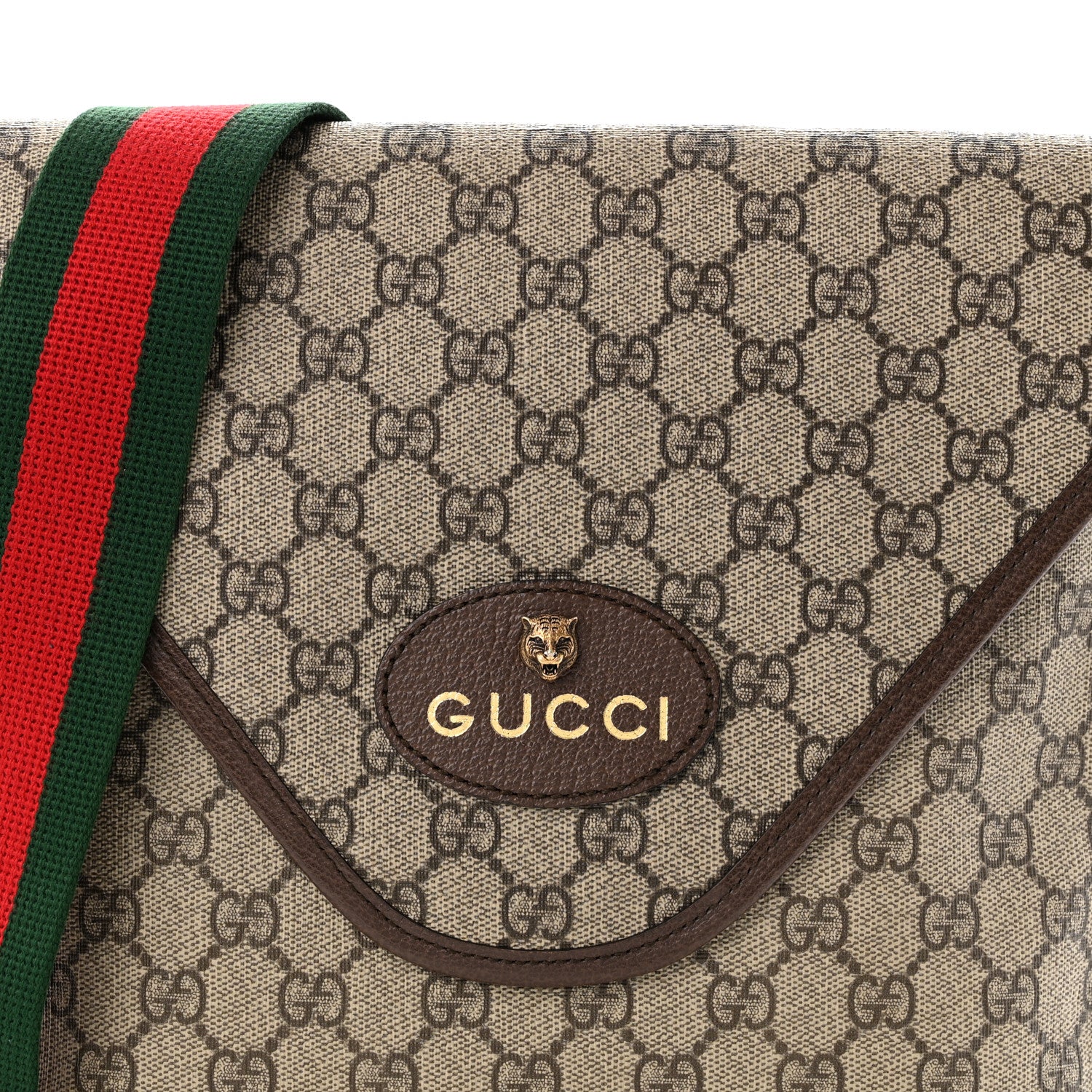 Gucci GG Supreme Monogram Web Medium Neo Vintage Flap Messenger Bag Beige New Acero Acero 8 of 11