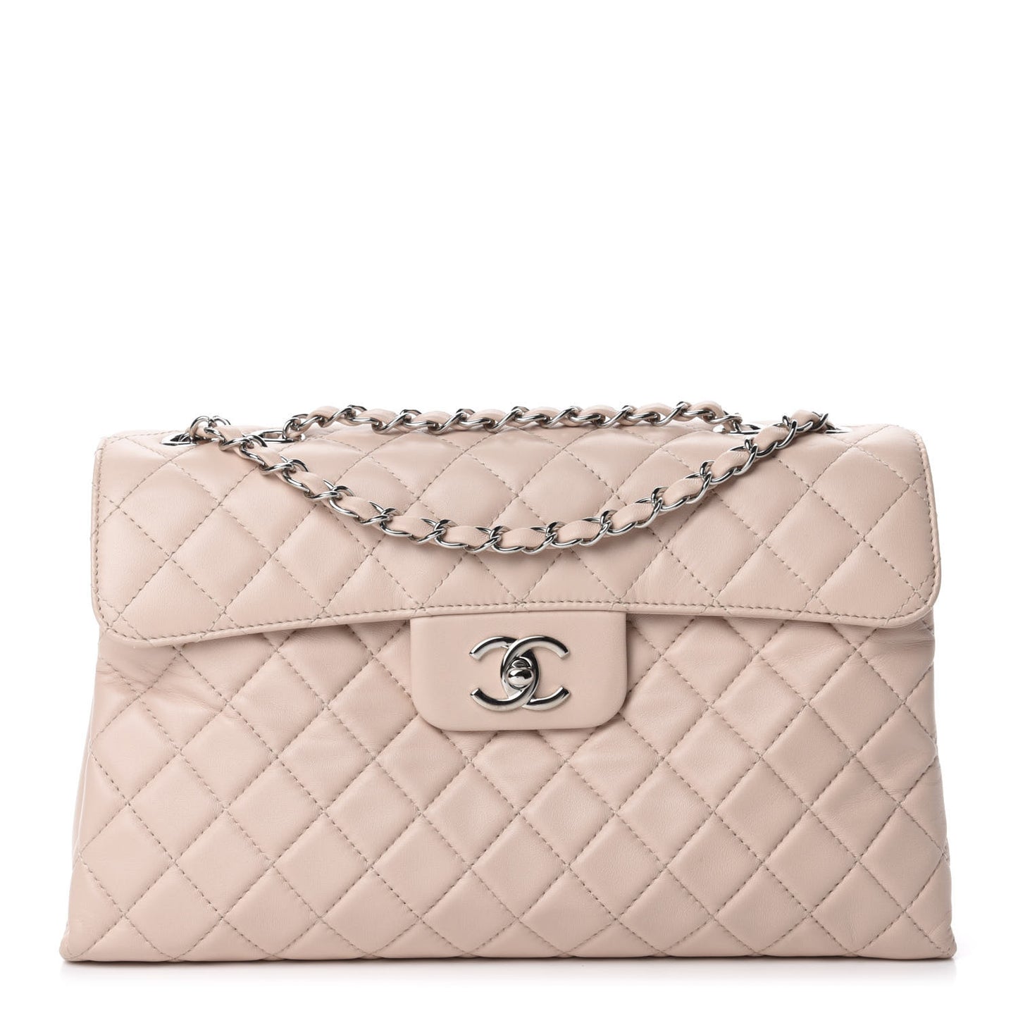 Lambskin Quilted Jumbo by 4 Flap Beige