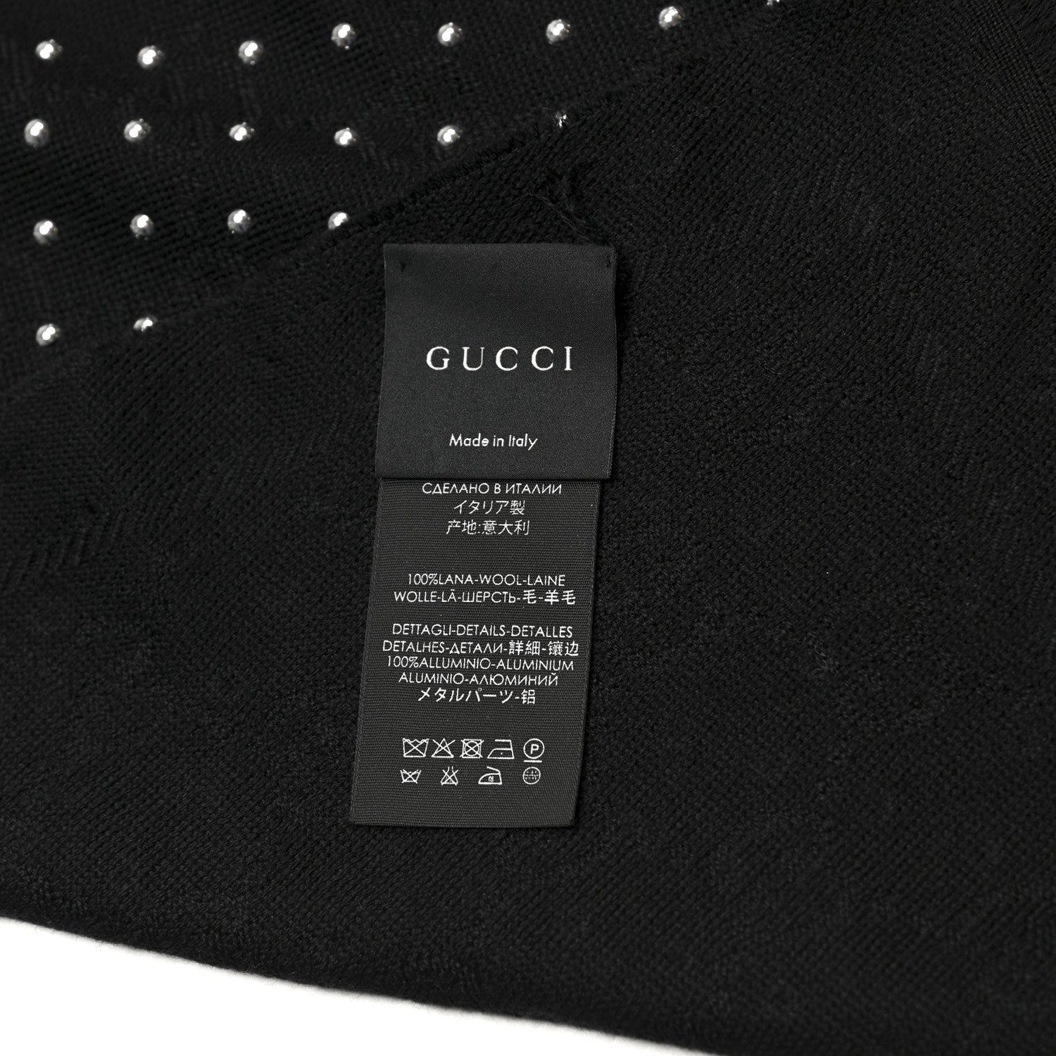 Gucci Wool Studded Jacquard GG Scarf Black 5 of 7