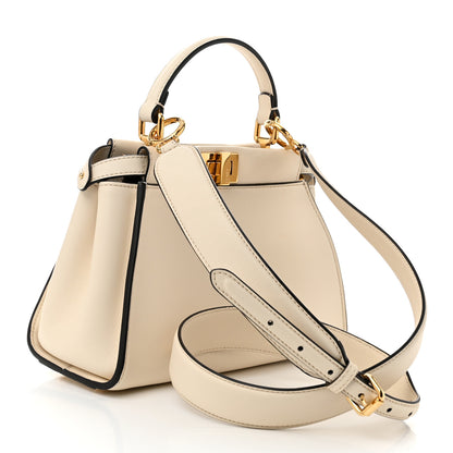 Fendi Vitello Seta Suede FF Mini Peekaboo Iconic Satchel Uovo Sigaro Marrone 3 of 12