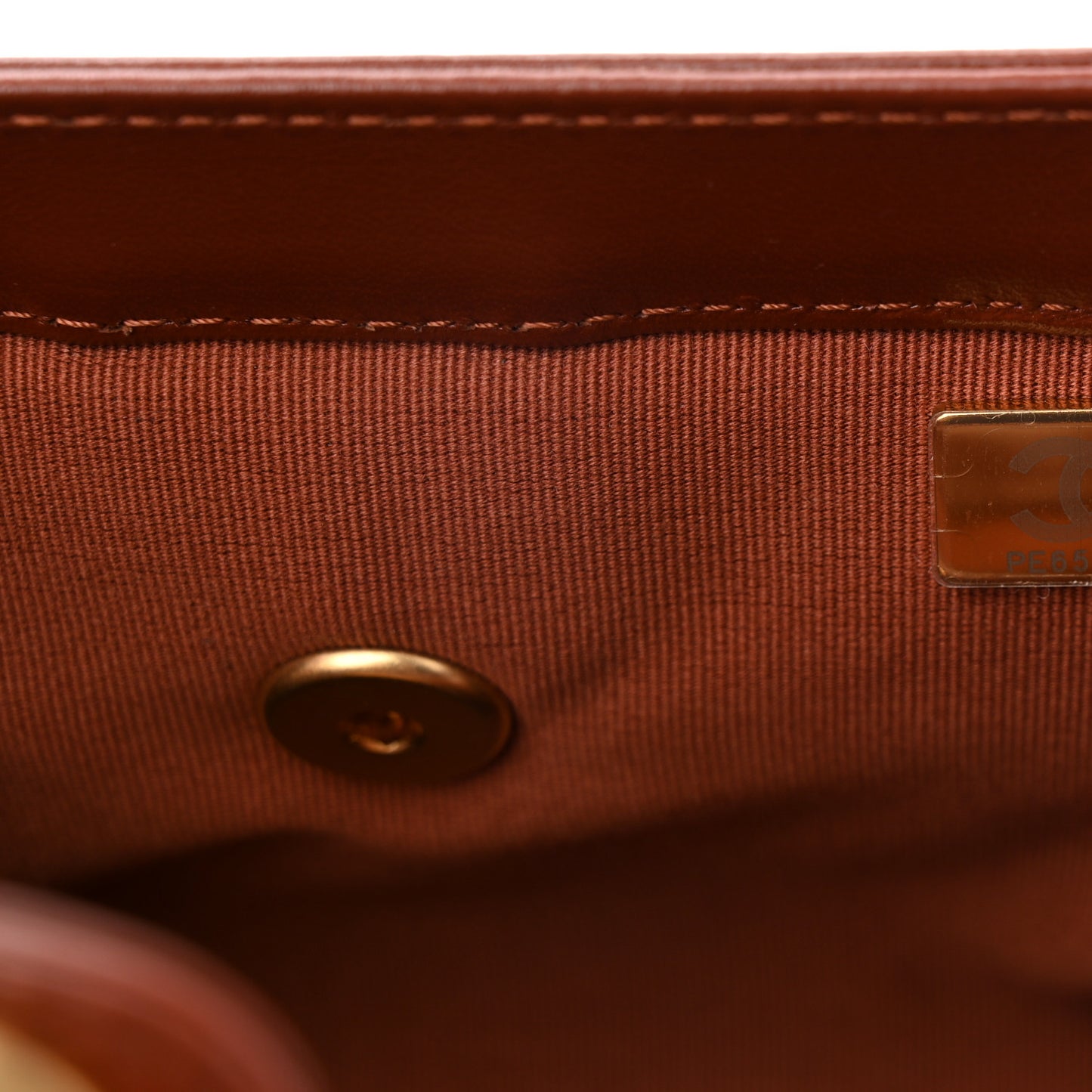 Shiny Lambskin Quilted Mini Cocodoc Top Handle Bag Brown