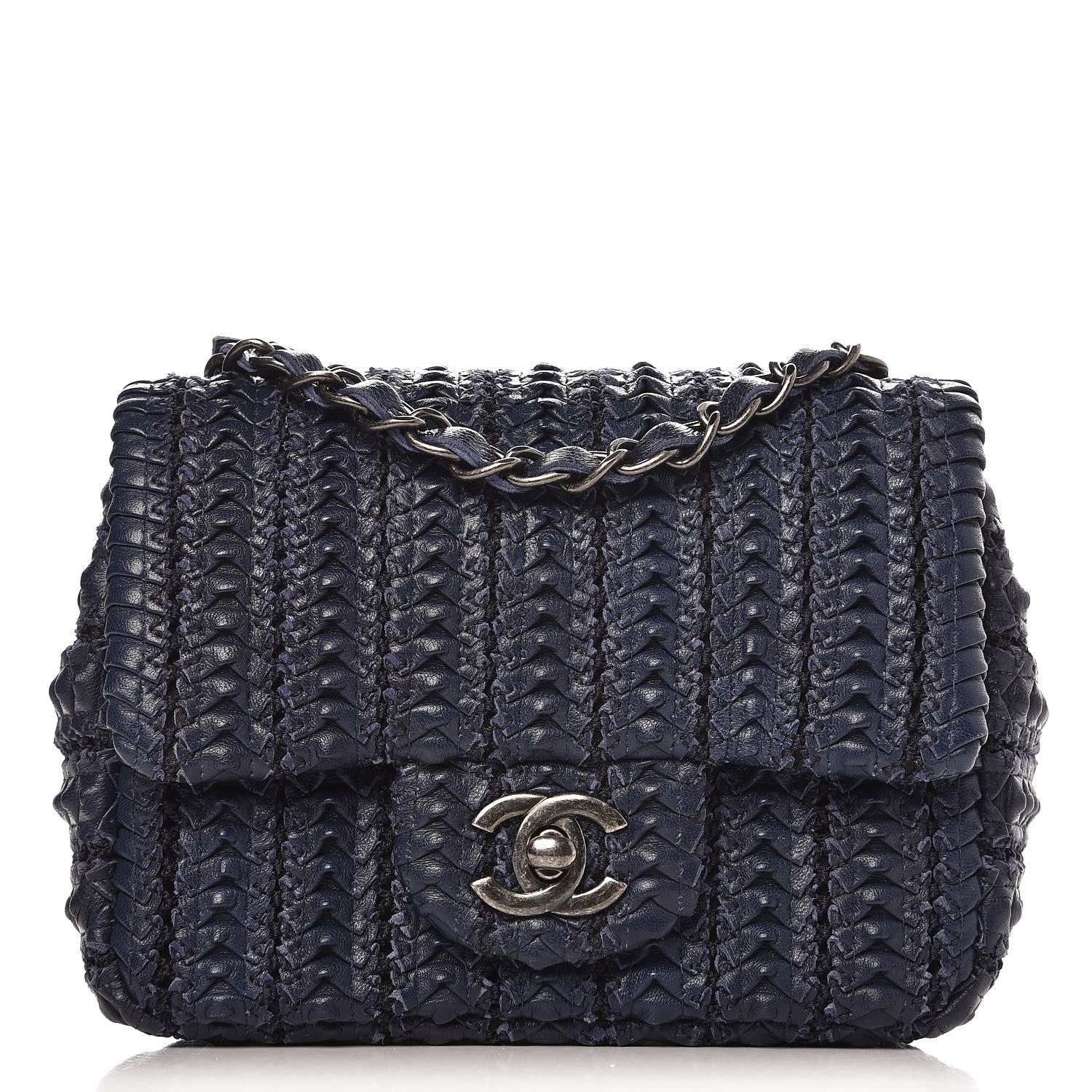 Chanel Lambskin Embroidered Small Flap Navy 1 of 9