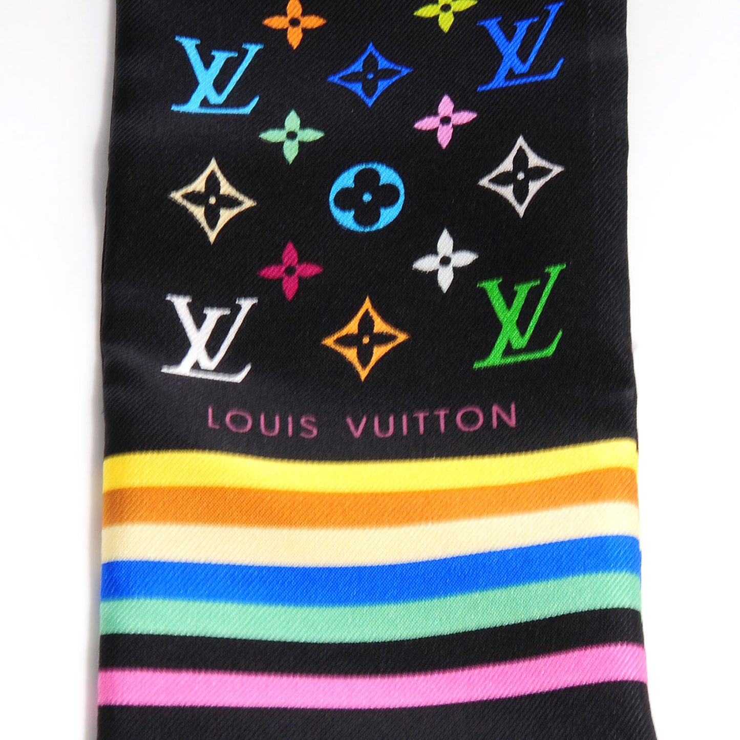 Silk Monogram Multicolor Bandeau Black