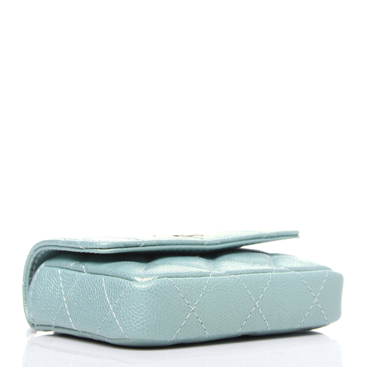 Chanel Iridescent Caviar Quilted Pearl On Top Coin Purse With Chain Light Green 4 of 12