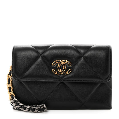 Chanel Lambskin Quilted Chanel 19 Flap Clutch Black 1 of 14