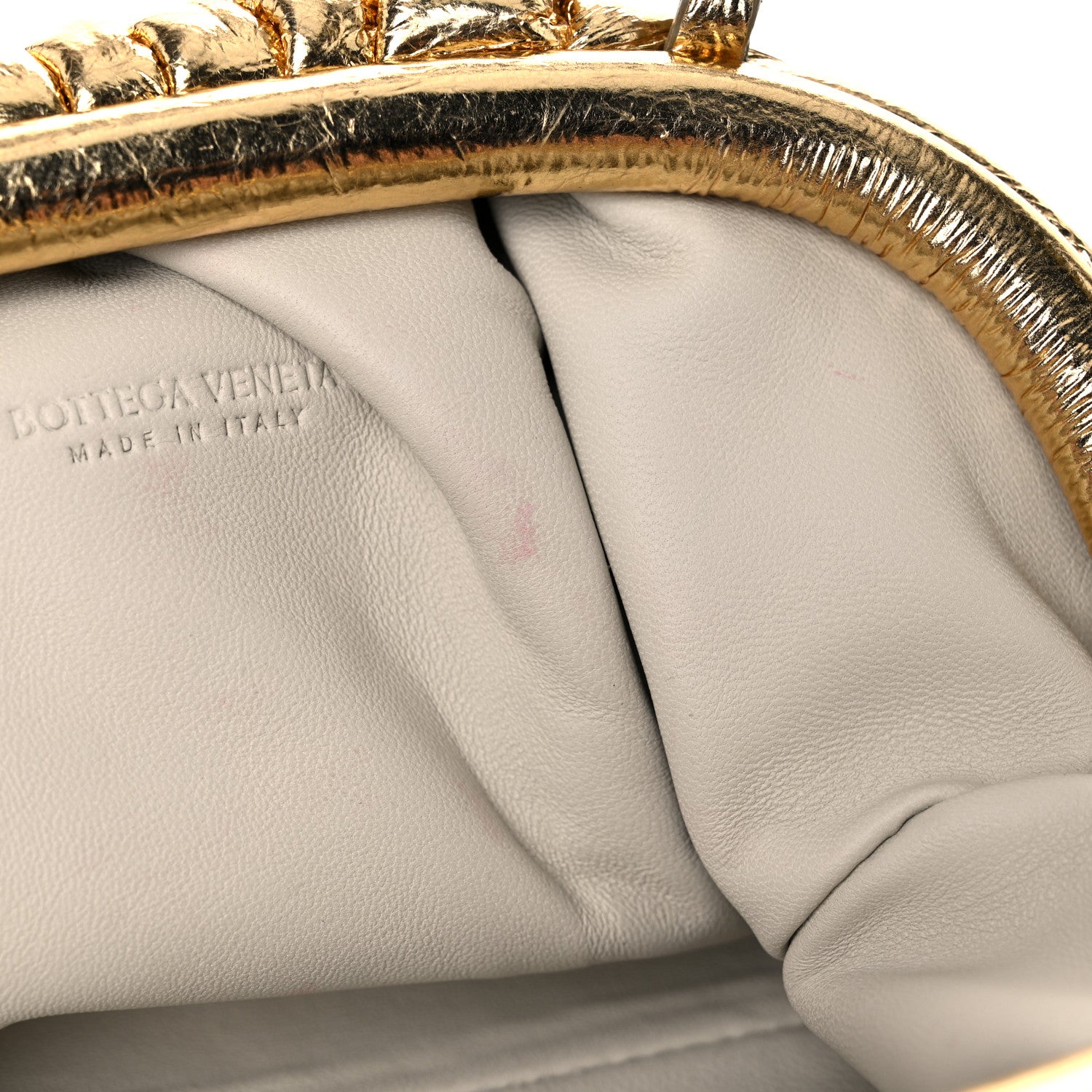 Bottega Veneta Metallic Crinkled Lambskin The Mini Pouch Oro 12 of 12