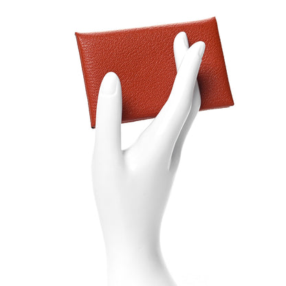 Hermes Chevre Mysore Calvi Card Case Cuivre 3 of 10